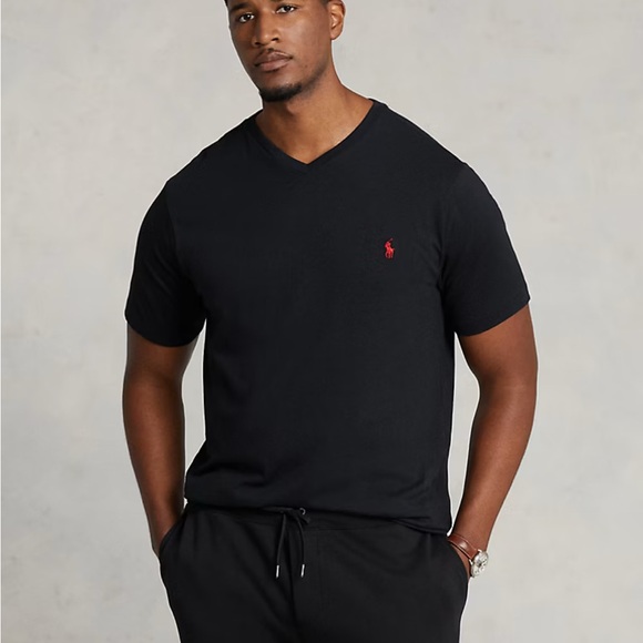 Polo by Ralph Lauren Men's Black V-Neck Shirt - Picture 1 of 7